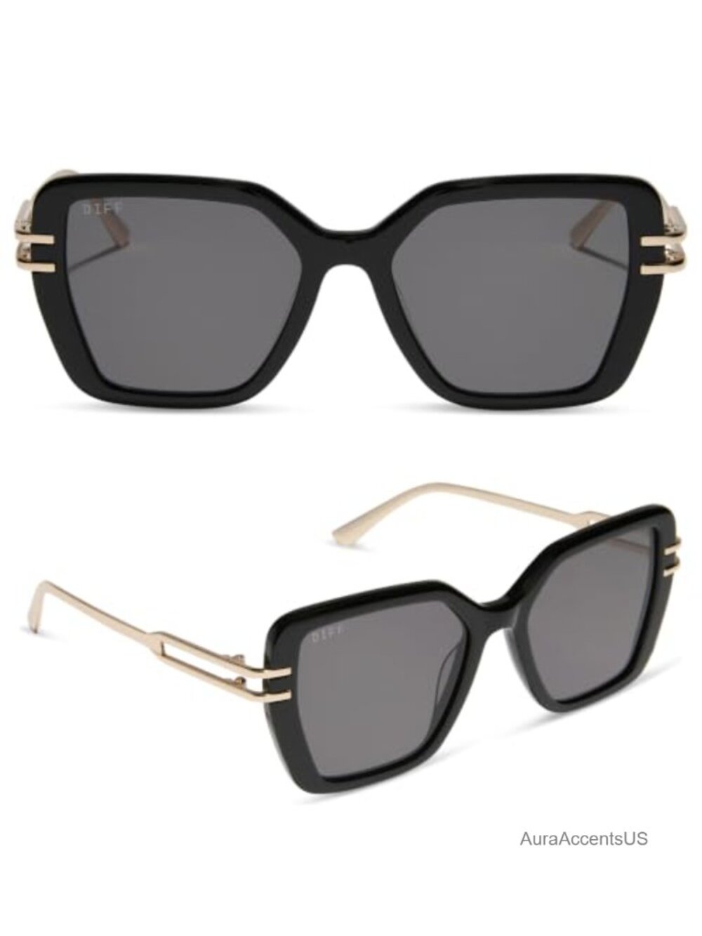 DIFF Dasha Square Sunglasses Acetate Stainless Steel UV400 Full Frame